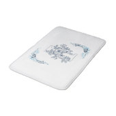 Tapis De Bain Initiale "I" Monogramme Bleu Calme Floral (Angle)