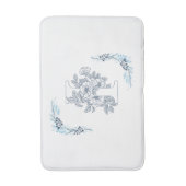 Tapis De Bain Initiale "I" Monogramme Bleu Calme Floral (Devant (Vertical))