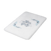 Tapis De Bain Initiale "J" Monogramme bleu Calme Floral (Angle)