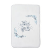 Tapis De Bain Initiale "J" Monogramme bleu Calme Floral (Devant (Vertical))