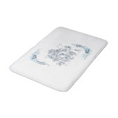 Tapis De Bain Initiale "M" Monogramme Bleu Calme Floral (Angle)