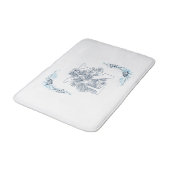 Tapis De Bain Initiale "N" Monogramme bleu Calme Floral (Angle)