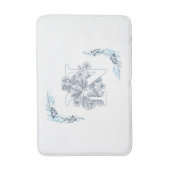 Tapis De Bain Initiale "N" Monogramme bleu Calme Floral (Devant (Vertical))