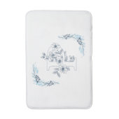 Tapis De Bain Initiale "P" Monogramme Bleu Calme Floral (Devant (Vertical))