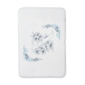 Tapis De Bain Initiale "R" Monogramme bleu Calme Floral (Devant (Vertical))