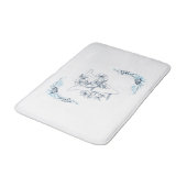 Tapis De Bain Initiale "V" Monogramme bleu Calme Floral (Angle)