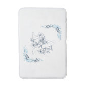 Tapis De Bain Initiale "V" Monogramme bleu Calme Floral (Devant (Vertical))