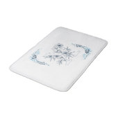 Tapis De Bain Initiale "X" Monogramme Bleu Calme Floral (Angle)