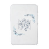 Tapis De Bain Initiale "Z" Monogramme bleu Calme Floral (Devant (Vertical))