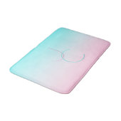 Tapis De Bain Initiales 2 superposées modernes | Turquoise Rose (Angle)