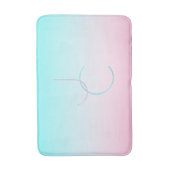 Tapis De Bain Initiales 2 superposées modernes | Turquoise Rose (Devant (Vertical))