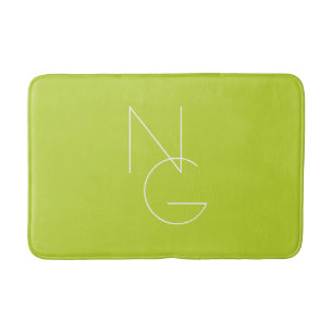 Tapis De Bain Initiales de chevauchement modernes 2 Lime vert