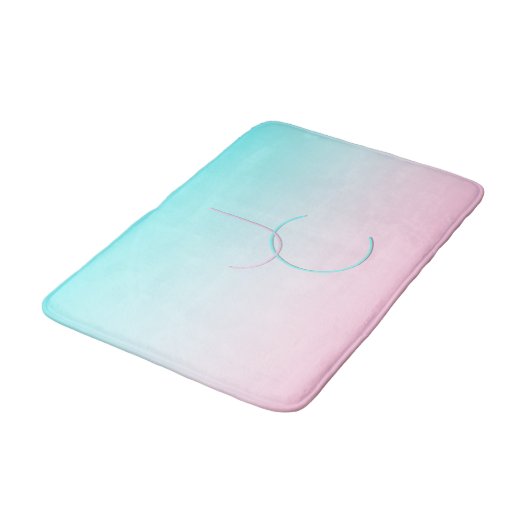 Tapis De Bain Initiales de chevauchement modernes 2 | Rose turqu (Angle)