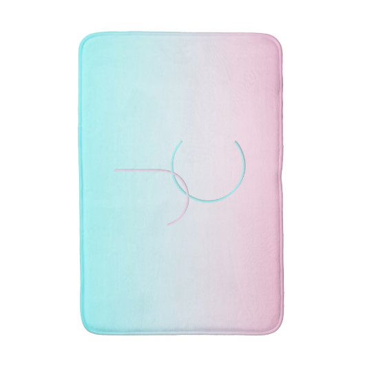 Tapis De Bain Initiales de chevauchement modernes 2 | Rose turqu (Devant (Vertical))