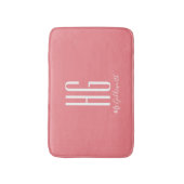 Tapis De Bain Initiales de monogramme Nom Corail Saumon Rose Mod (Devant (Vertical))