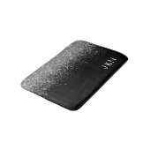 Tapis De Bain Initiales de nom de fille pailleté noir argenté Mo (Angle)