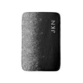 Tapis De Bain Initiales de nom girly pailletées argent noir Mono (Devant (Vertical))
