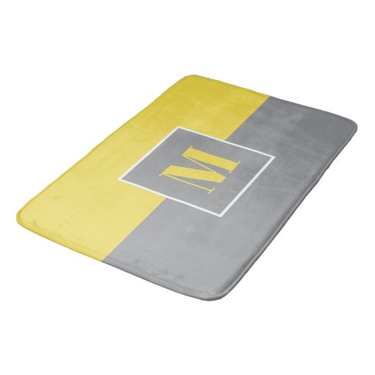 Tapis De Bain Initiales gris jaune Monogramme (Angle)