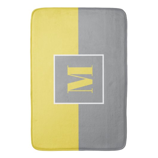Tapis De Bain Initiales gris jaune Monogramme (devant Vertical)