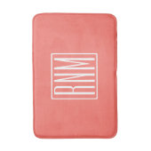 Tapis De Bain Initiales Monogramme | Blanc Sur Corail (Devant (Vertical))