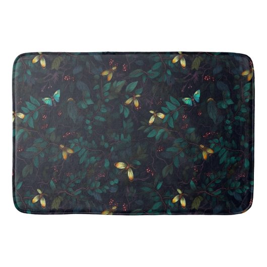 Tapis De Bain Insectes brillantes sur le feuillage foncé (Devant)