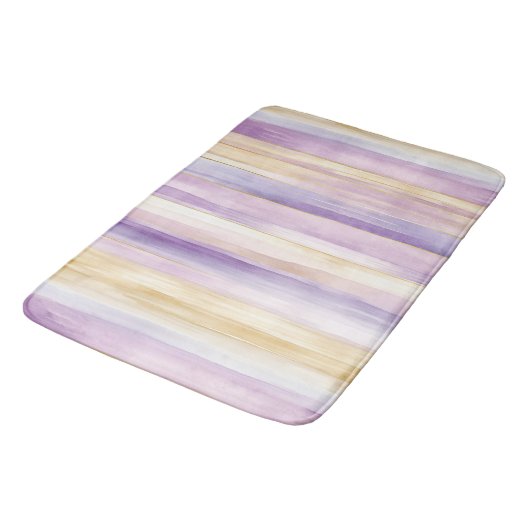 Tapis De Bain Iris rayures crème violet (Angle)