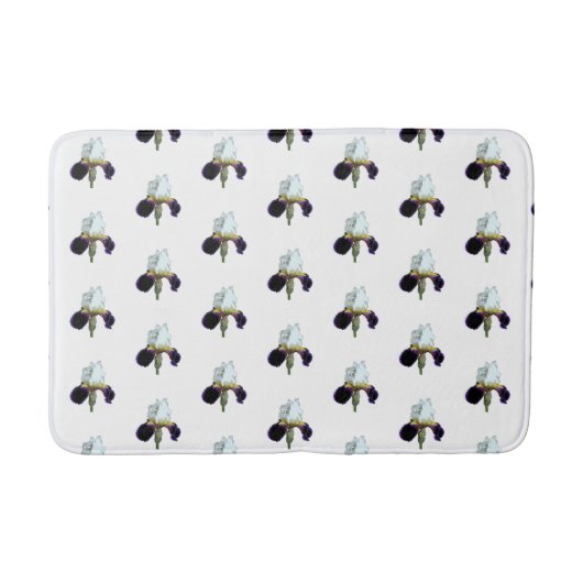 Tapis de bain Iris violet et blanc (Devant)