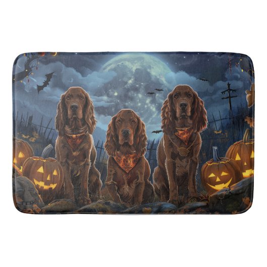 Tapis De Bain Irish Red Setter Halloween Éffrayant (Devant)