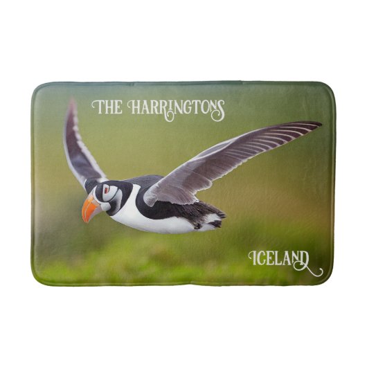 Tapis De Bain Islande Puffin Nom personnalisé (Devant)