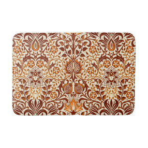 Tapis De Bain Jacobean Floral Damask, Beige et Chocolat Brown