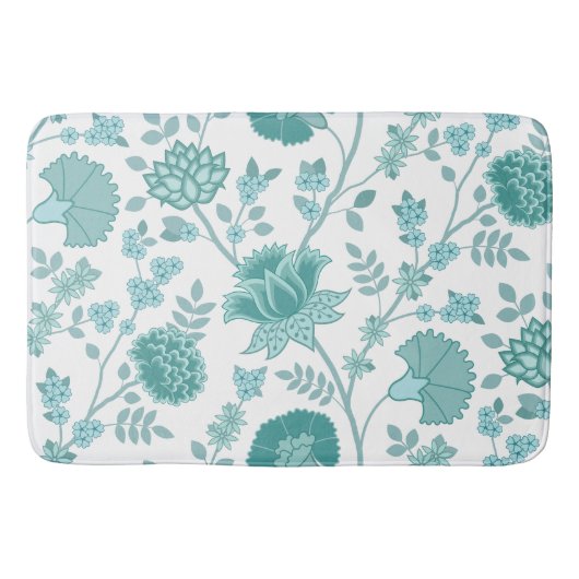 Tapis De Bain Jacobean Floral Lg Motif Teintures sur blanc (Devant)