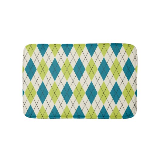Tapis De Bain Jacquard bleu et vert (Devant)