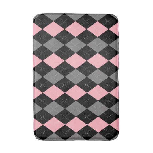 Tapis De Bain Jacquard gris noir rose rétro (Devant (Vertical))