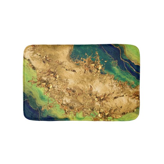 Tapis De Bain Jade Green et Bronze Gold Abstrait (Devant)