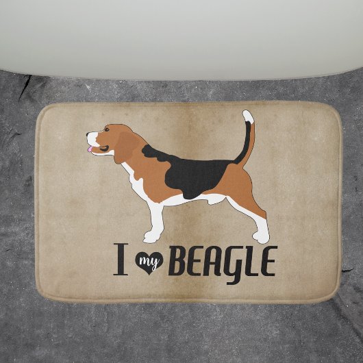 Tapis De Bain J'aime mon Beagle Rustique