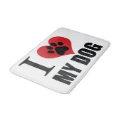 Tapis De Bain J'aime mon chien jeter l'oreiller (Angle)