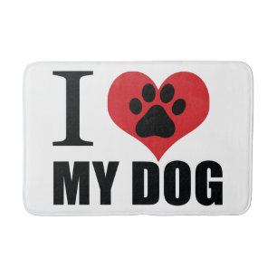 Tapis De Bain J'aime mon chien jeter l'oreiller
