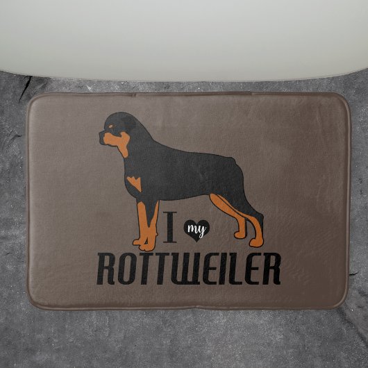 Tapis De Bain J'aime mon chien Rottweiler Rottie