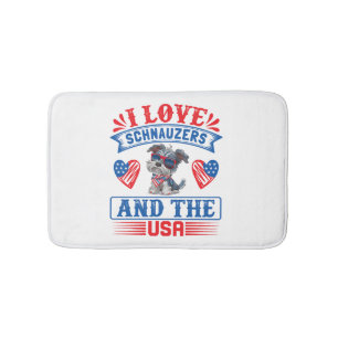 Tapis De Bain J'aime Schnauzers et les USA