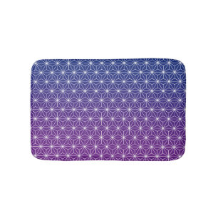 Tapis De Bain Japonais Asanoha traditionnel imprimé bleu et viol