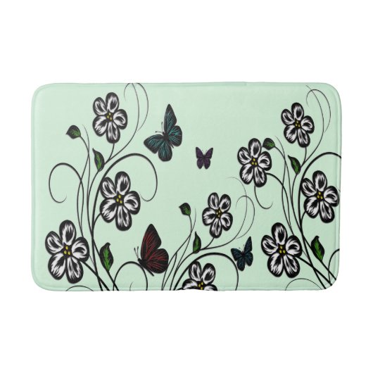Tapis De Bain Jardin aux papillons vert (Devant)