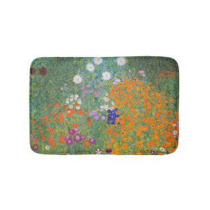 Tapis De Bain Jardin de fleurs par Gustav Klimt