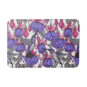 Tapis De Bain Jardin des colibris en rose et rose