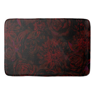 Tapis De Bain Jardin foncé Rouge Fleurs romantiques Gothique