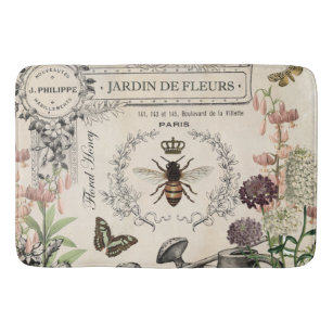 Tapis De Bain Jardin français vintage moderne d'abeille