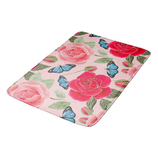 Tapis De Bain Jardin rose victorien (Angle)