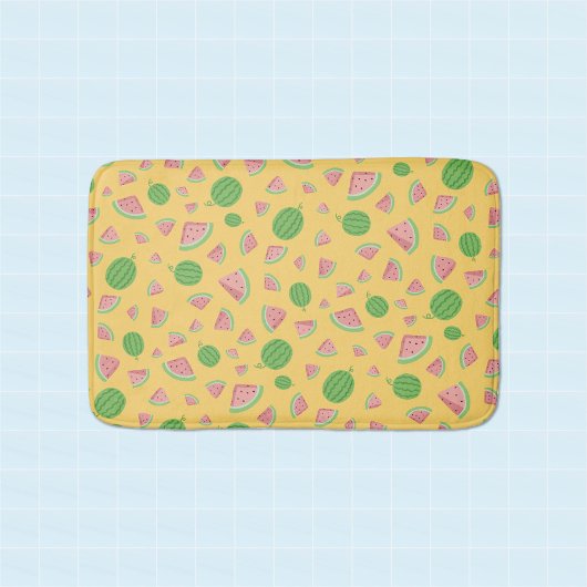 Tapis de bain jaune à motif de pastèque mignon