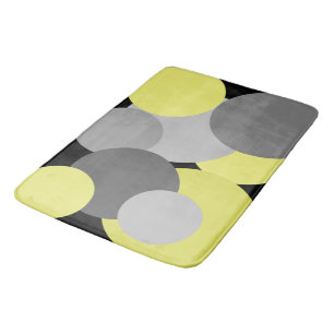 Tapis De Bain Jaune avec Pois gris Mat