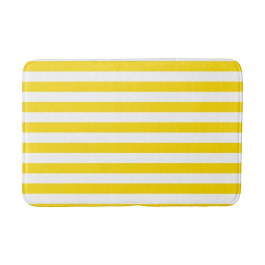 Tapis De Bain Jaune blanc rayé moderne Modèle moyen (Devant)