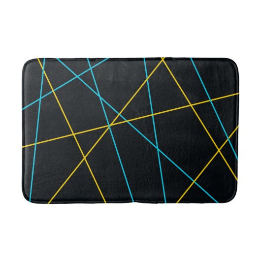 Tapis De Bain Jaune, Bleu, cool, tendance, urbain, lignes modern (Devant)